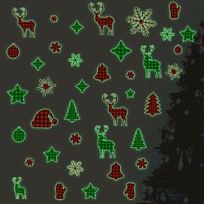 Glow in The Dark Christmas Light Bulb Window Cling Green Luminous Christmas Light Bulb Window Stickers Removable Christmas Window Cling Christmas Party Supplies for Holiday Christmas Decoration