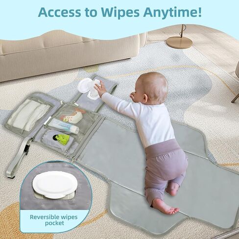 Portable Baby Diaper Changing Pad Smart Organized Diaper Change Travel Bag with Wipe Dispenser and Waste Bag Dispenser. Infant Gift in Saudi Arabia