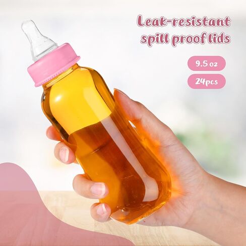 Norme Baby Shower Bottles 9.5 oz Plastic Baby Bottles Chug Sign Shower Game Party Favors Baby Bottles Bulk for Baby Shower Decorations Gender Reveal Gifts(White,24 Pcs) in Saudi Arabia