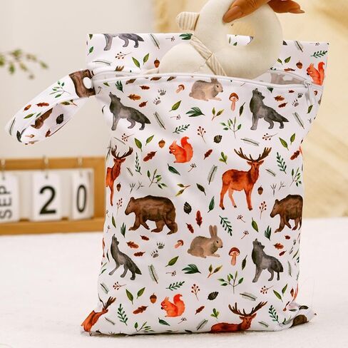 Diaper Wet Dry Bags for Baby Cloth Diapers - 3pcs/set Waterproof Reusable Washable Travel Bags, Gym Bag, Pool, Daycare Soiled Baby Items Yoga Gym Bag for Swimsuits & Wet Clothes (Animal) in Saudi Arabia