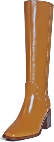 Women's Knee High Boots Chunky Heel Square Toe Tall Boots High Block Heel Side Zipper Fashion Long Boots in Saudi Arabia
