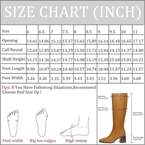 Women's Knee High Boots Chunky Heel Square Toe Tall Boots High Block Heel Side Zipper Fashion Long Boots in Saudi Arabia