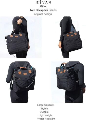 ESVAN Diaper Tote Bag Totepack Backpack Crossbody Bag 3 in 1 for Women Laptop Backpack Multifunctional with Insulated Pockets in Saudi Arabia