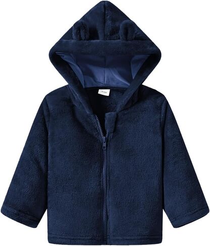 Toddler Girls Boys Fleece Hoody Jacket Zip Up Coat Warm Winter Outwear in Saudi Arabia