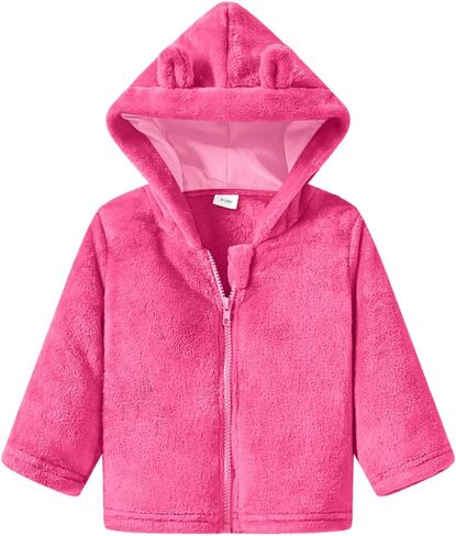 Toddler Girls Boys Fleece Hoody Jacket Zip Up Coat Warm Winter Outwear in Saudi Arabia