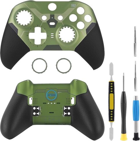 Front Back Housing Shell Faceplate Cover Replacement Repair Kit for Xbox One Elite Series 2 Controller (Halo-Green) in Saudi Arabia