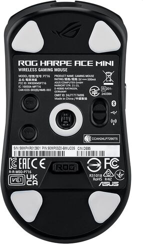 ASUS ROG Harpe Ace Mini Wireless Gaming Mouse, 49g Lightweight, AimPoint Pro 42K Optical Sensor, Optical Micro Switches, ROG Polling Rate Booster, Esports & FPS Gaming, Small, Medium, Black in Saudi Arabia