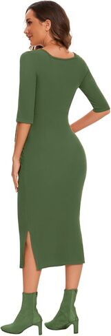 فستان خريفي للأمومة متوسط ​​الطول للنساء لحفلات الزفاف وحفلات استقبال المولود الجديد، فساتين حمل مناسبة للارتطام in Kuwait