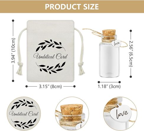 Umbilical Cord Keepsake Glass Bottle with Cork, Jar for Umbilical Cord/fetal Hair Storage and Memorial, Gift for Newborn Christening Baby Shower, Comes with Gift Bag (Love) in Saudi Arabia