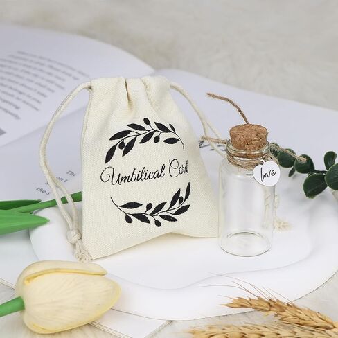 Umbilical Cord Keepsake Glass Bottle with Cork, Jar for Umbilical Cord/fetal Hair Storage and Memorial, Gift for Newborn Christening Baby Shower, Comes with Gift Bag (Love) in Saudi Arabia