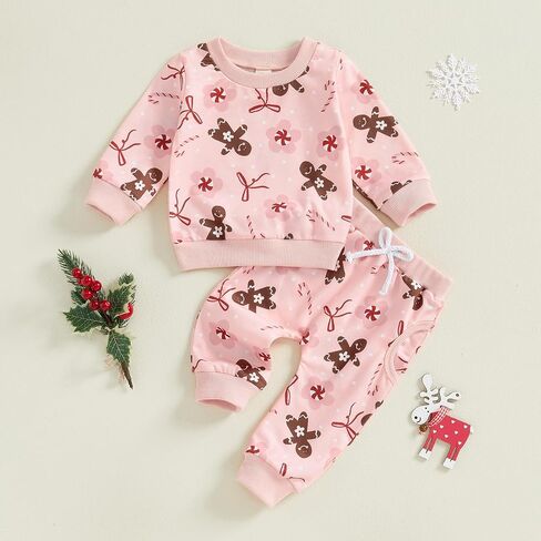 Toddler Baby Girl Valentines Day Outfit Heart Crewneck Sweatshirt Long Sleeve Shirt Pants Infant Spring Clothes in Saudi Arabia