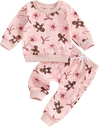 Toddler Baby Girl Valentines Day Outfit Heart Crewneck Sweatshirt Long Sleeve Shirt Pants Infant Spring Clothes in Saudi Arabia