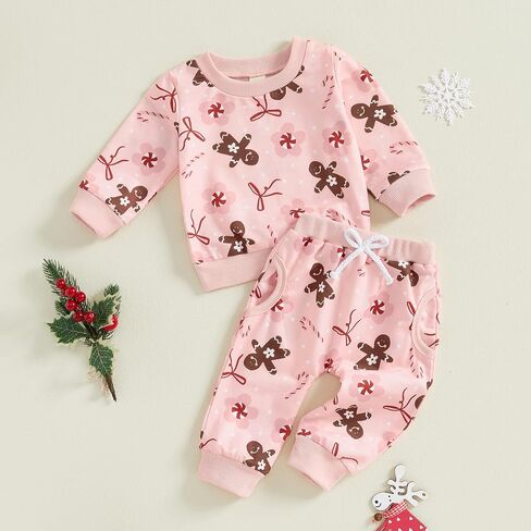Toddler Baby Girl Valentines Day Outfit Heart Crewneck Sweatshirt Long Sleeve Shirt Pants Infant Spring Clothes in Saudi Arabia