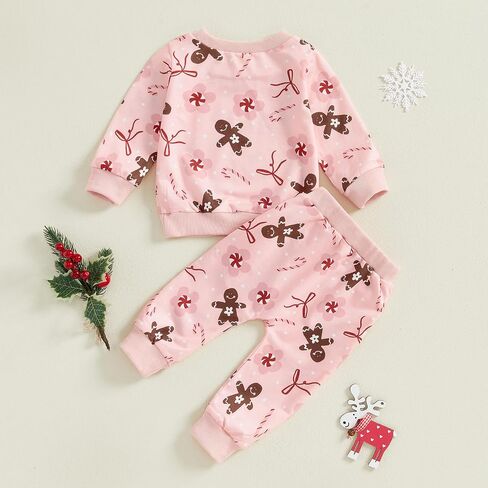 Toddler Baby Girl Valentines Day Outfit Heart Crewneck Sweatshirt Long Sleeve Shirt Pants Infant Spring Clothes in Saudi Arabia
