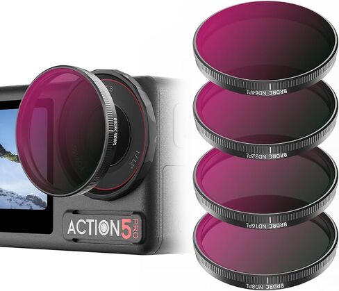 ND Filter for DJI Osmo Action 5 Pro Action 4 3, 4-Pack ND8PL ND16PL ND32L ND64PL Snap On Lens Filters Set Polarizing Neutral Density Accessories in Saudi Arabia
