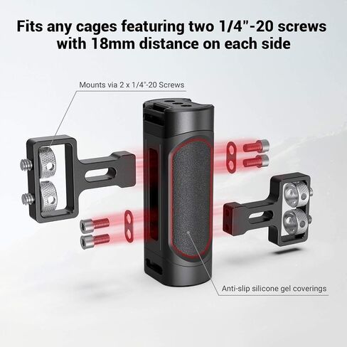 SmallRig Mini Camera Side Handle with NATO and 1/4"-20 Screws Installation Options, for Left and Right Hand, with 1/4"-20 Threaded Holes, Wrist Strap Holes, Cold Shoe, Up and Down Adjustable in Saudi Arabia