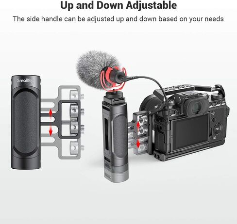 SmallRig Mini Camera Side Handle with NATO and 1/4"-20 Screws Installation Options, for Left and Right Hand, with 1/4"-20 Threaded Holes, Wrist Strap Holes, Cold Shoe, Up and Down Adjustable in Saudi Arabia