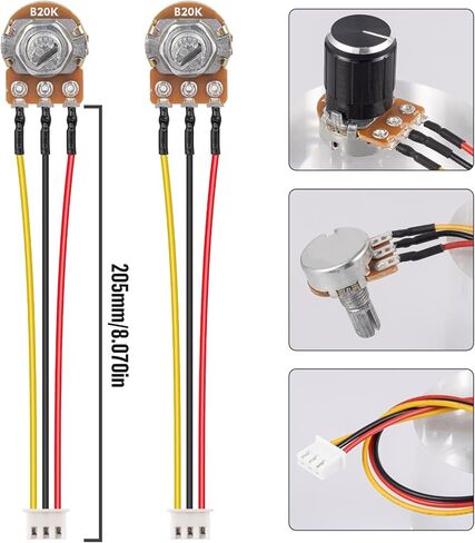 WH148 500K Linear Taper Rotary Potentiometer 3Pins XH2.54 Variable Resistor Potentometers 500000 Ohm with 20cm Connector Wire Cable and 3color Aluminum Alloy Knobs (Pack of 6pcs) in Saudi Arabia