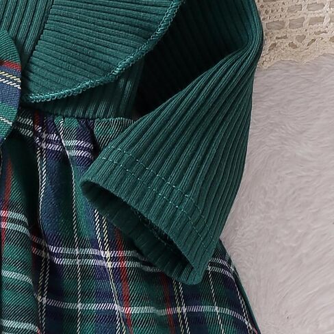 Baby Girl Fall Winter Romper Dress Christmas Outfit Pearl Print Ribbed Bodysuit Plaid Skirt Infant Girl Clothes in Saudi Arabia