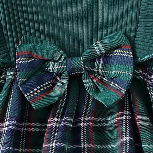 Baby Girl Fall Winter Romper Dress Christmas Outfit Pearl Print Ribbed Bodysuit Plaid Skirt Infant Girl Clothes in Saudi Arabia