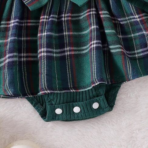 Baby Girl Fall Winter Romper Dress Christmas Outfit Pearl Print Ribbed Bodysuit Plaid Skirt Infant Girl Clothes in Saudi Arabia