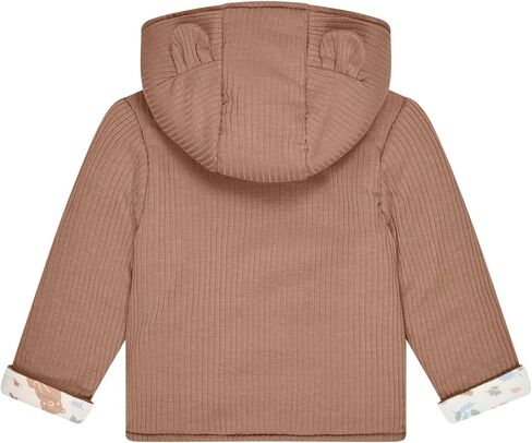 سترة بغطاء للرأس قابلة للعكس من MORI Baby - طباعة دب وقماش مضلع - مزيج من الخيزران والقطن - قفل كباس مع آذان الدب in Saudi Arabia