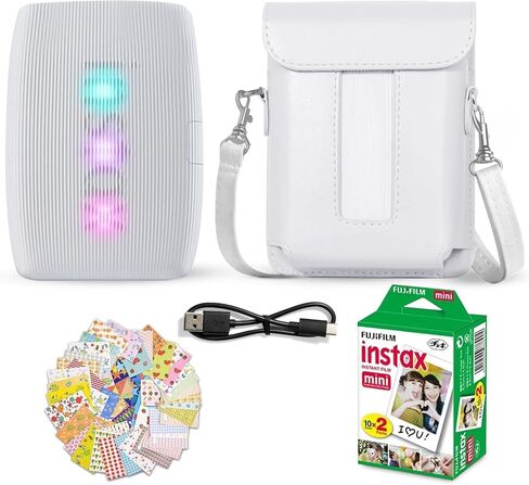 Fujifilm Instax Mini Link 3 Smartphone Printer Sage Green + Fuji Film Value Pack (20 Sheets)+ Shutter Accessories Bundle, Incl. Protective Case, 20 Sticker Frames, USB Type C Cable in Saudi Arabia