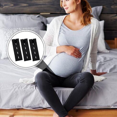 Elastic Waist Extenders, 6 Pcs Elastic Waist Extenders for Pants Adjustable Button Extender Comfy Waist Extenders Black Waistband Expanders Button for Men and Women Pants Trousers Jeans in Saudi Arabia