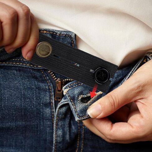 Elastic Waist Extenders, 6 Pcs Elastic Waist Extenders for Pants Adjustable Button Extender Comfy Waist Extenders Black Waistband Expanders Button for Men and Women Pants Trousers Jeans in Saudi Arabia