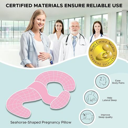 Pregnancy Pillows for Sleeping, E Shaped Maternity Pillow for Pregnant Women with Adjustable Wedge Pillow, 48 Inch Full Body Memory Foam Pillow for Side Sleeping with Washable Cover, Pink Velvet in Kuwait