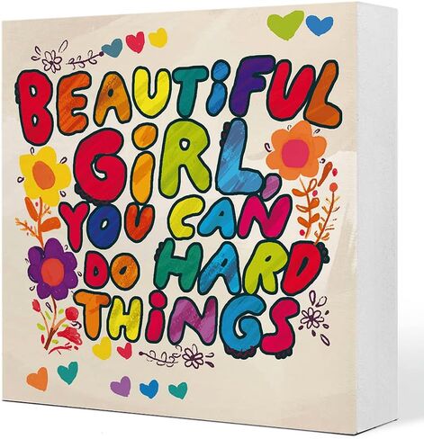 Always Remember You are Braver Than You Believe Colorful Flowers Wooden Sign Desk Decor,Inspirational Positive Wood Block Sign Desk Decorations for Home Girls Room Dorm Office Desk Shelf Table Decor in Saudi Arabia