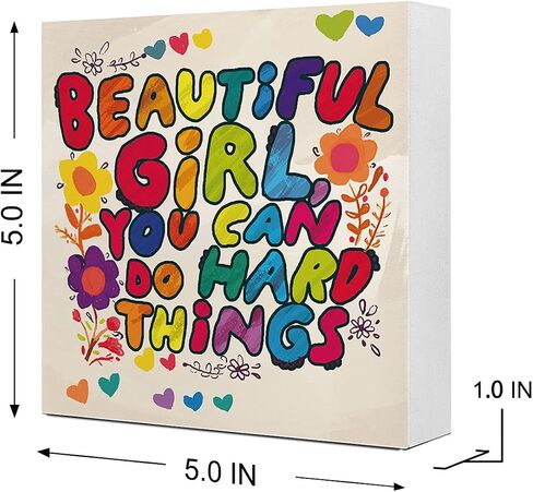 Always Remember You are Braver Than You Believe Colorful Flowers Wooden Sign Desk Decor,Inspirational Positive Wood Block Sign Desk Decorations for Home Girls Room Dorm Office Desk Shelf Table Decor in Saudi Arabia