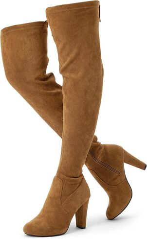 Vepose Women's 994 Fashion Suede 3.50 Inch Chunky Heel Over The Knee High Boots with Zipper in Saudi Arabia