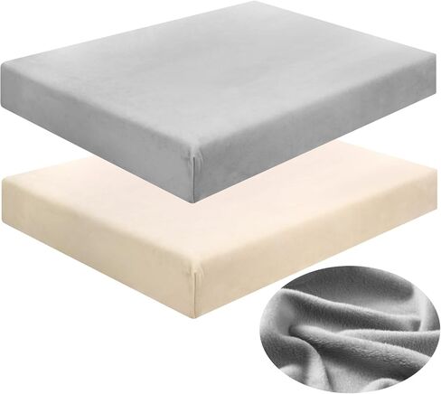 2 Pcs Flannel Fitted Crib Sheet 28" x 52" Fleece Crib Sheets Soft Crib Sheets Warm Mattresses Boys and Girls Newborn and Infant (Gray，Cream White) in Saudi Arabia