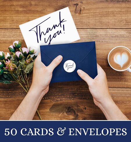 Heavy Duty Thank You Cards with Envelopes,50 PK- Blue Thank You Cards, 4x6 Inches Minimalistic Design Thank You Notes for Weddings/Business/Baby Shower/Graduation/Teacher/Funeral in Saudi Arabia