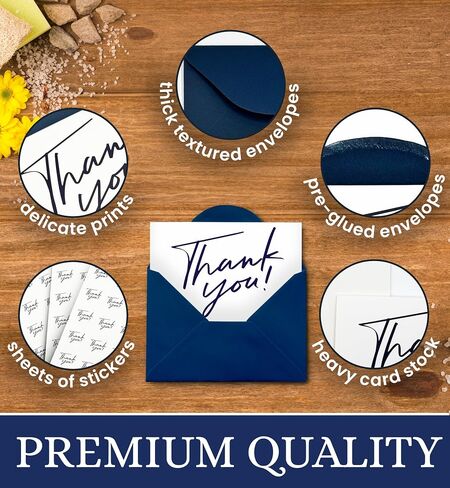 Heavy Duty Thank You Cards with Envelopes,50 PK- Blue Thank You Cards, 4x6 Inches Minimalistic Design Thank You Notes for Weddings/Business/Baby Shower/Graduation/Teacher/Funeral in Saudi Arabia