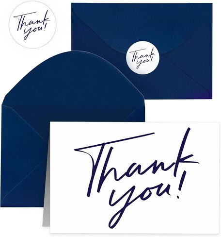 Heavy Duty Thank You Cards with Envelopes,50 PK- Blue Thank You Cards, 4x6 Inches Minimalistic Design Thank You Notes for Weddings/Business/Baby Shower/Graduation/Teacher/Funeral in Saudi Arabia