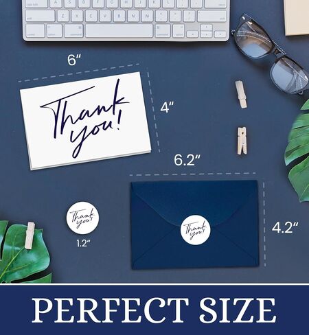 Heavy Duty Thank You Cards with Envelopes,50 PK- Blue Thank You Cards, 4x6 Inches Minimalistic Design Thank You Notes for Weddings/Business/Baby Shower/Graduation/Teacher/Funeral in Saudi Arabia