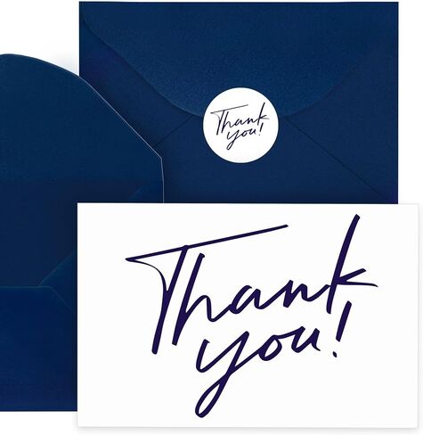 Heavy Duty Thank You Cards with Envelopes,50 PK- Blue Thank You Cards, 4x6 Inches Minimalistic Design Thank You Notes for Weddings/Business/Baby Shower/Graduation/Teacher/Funeral in Saudi Arabia