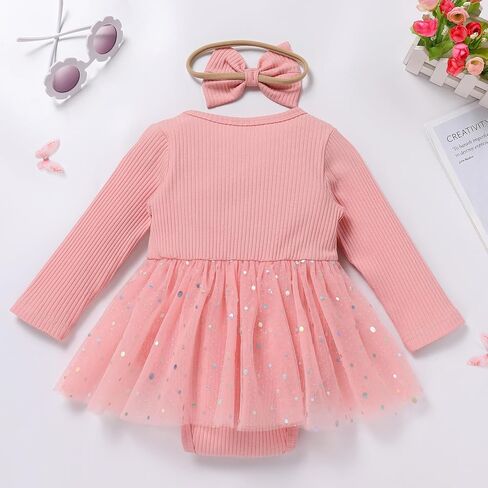 ODOLDI Kids Girls 1st Birthday Outfits Snowflake/Pumpkin Long Sleeve Romper Dress and Headband Cake Smash Outfits in Kuwait
