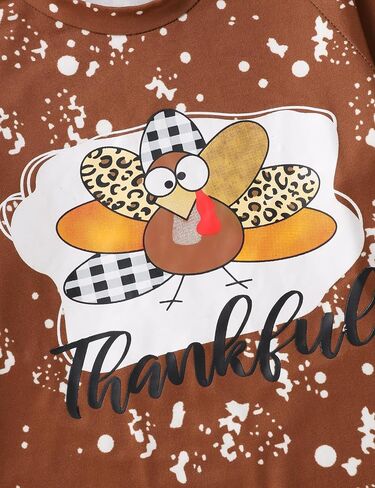 Crazyme Thanksgiving Outfit Toddler Girl Turkey Pattern Clothes Ruffle Top Flared Pants Headband 3Pcs Set in Kuwait