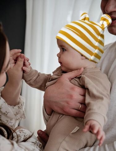 Cotton Newborn Hats for Unisex, Bear Ears Baby Girl Boy Beanie Hat for Newborn, Infant, Toddler Cap in Kuwait