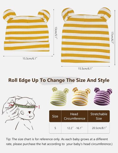 Cotton Newborn Hats for Unisex, Bear Ears Baby Girl Boy Beanie Hat for Newborn, Infant, Toddler Cap in Kuwait