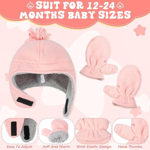 Geyoga Toddler Baby Winter Hat Mitten Set with Baby Unisex Cozy Fleece and Faux Sherpa Booties for 12 Month to18 Month in Saudi Arabia