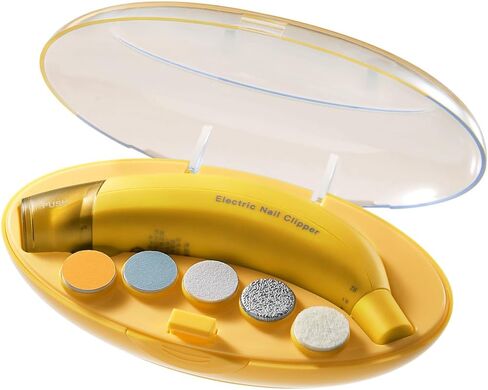 bc babycare Baby Nail Trimmer Electric, Gentle Electric Nail File for Newborn Infant Toddler or Adults with Light, Baby Nail Clipper & Cutter with 5 Grinding Head Replacement Pads - Yellow Banana in Saudi Arabia