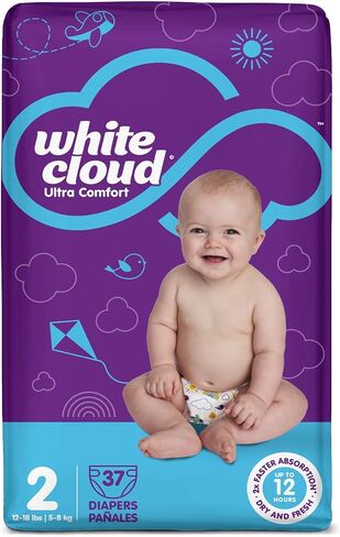 White Cloud Ultra Comfort Diapers, Size 7, 41+lbs, 4 Packs of 20 = 80 Diapers in Kuwait