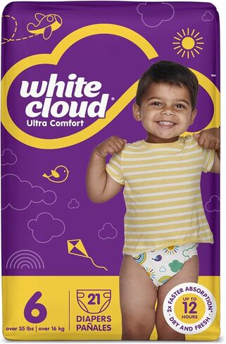 White Cloud Ultra Comfort Diapers, Size 7, 41+lbs, 4 Packs of 20 = 80 Diapers in Saudi Arabia
