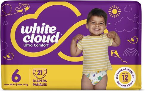 White Cloud Ultra Comfort Diapers, Size 7, 41+lbs, 4 Packs of 20 = 80 Diapers in Saudi Arabia