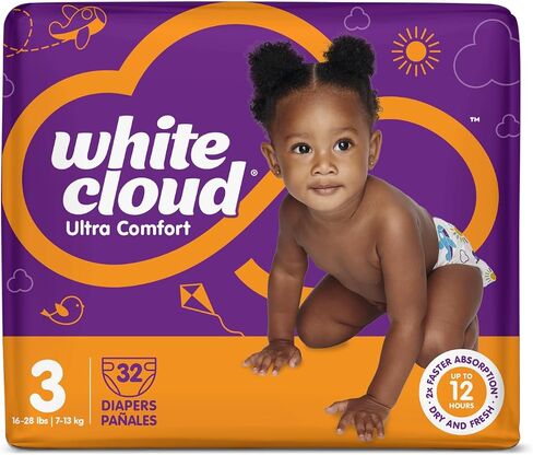 White Cloud Ultra Comfort Diapers, Size 7, 41+lbs, 4 Packs of 20 = 80 Diapers in Kuwait