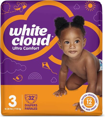 White Cloud Ultra Comfort Diapers, Size 7, 41+lbs, 4 Packs of 20 = 80 Diapers in Kuwait